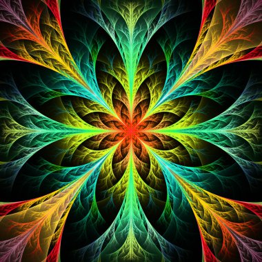 güzel fractal çok renkli çiçek. koleksiyon - ayaz desen