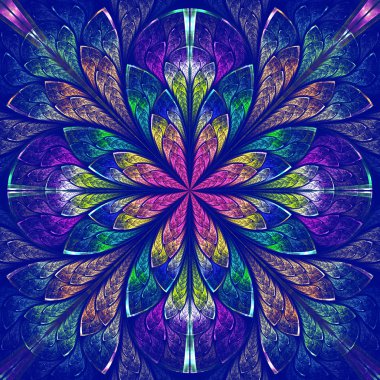 çok renkli güzel fractal vitray pencere stili. comp