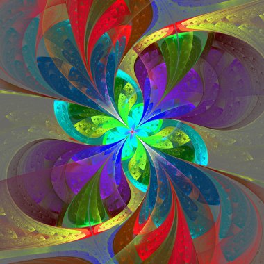 Multicolor mooie fractale bloem op grijze achtergrond. computer