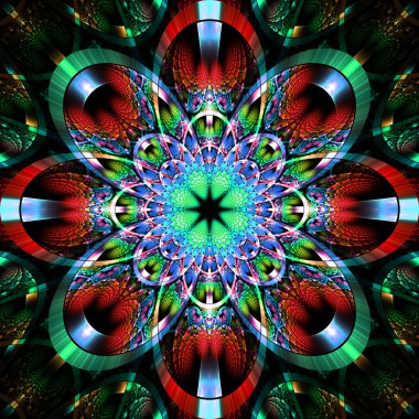 parlak şeritler ile simetrik fraktal desen. koleksiyon - rhi