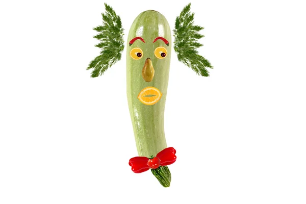 Lustiges Porträt? ? von Zucchini und Früchten — Stockfoto