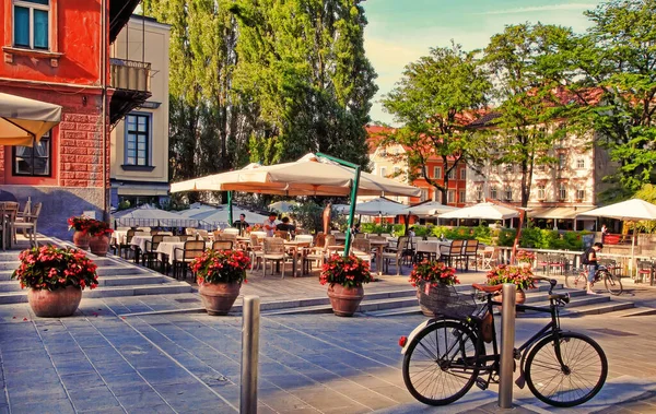 Ljubljana Slovenia Липня 2019 Вуличний Краєвид Центрі Любляни Маленьке Відкрите — стокове фото