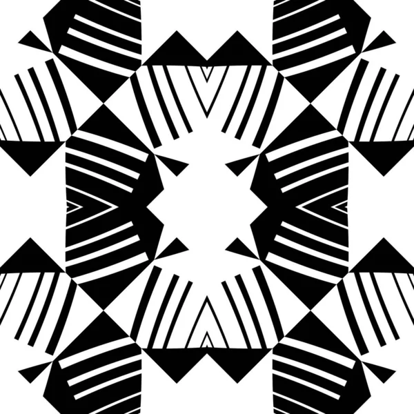 装飾的な幾何学的要素を持つ抽象パターン 黒と白の飾り モダンなスタイリッシュなテクスチャを繰り返します タペストリー カーペット ベッドスプレッド ファブリック セラミックタイル 枕のための素晴らしい — ストック写真