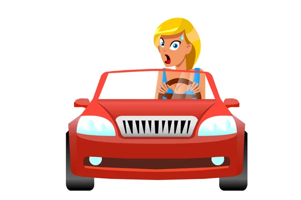 Scared woman driver — Stock Vector