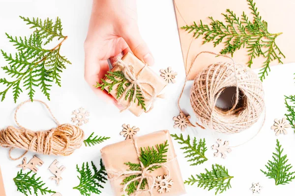 Noel evi dekorasyonu. Yeni yıl kartı. Yakın plan. Noel, kış tatili, yeni yıl konsepti..