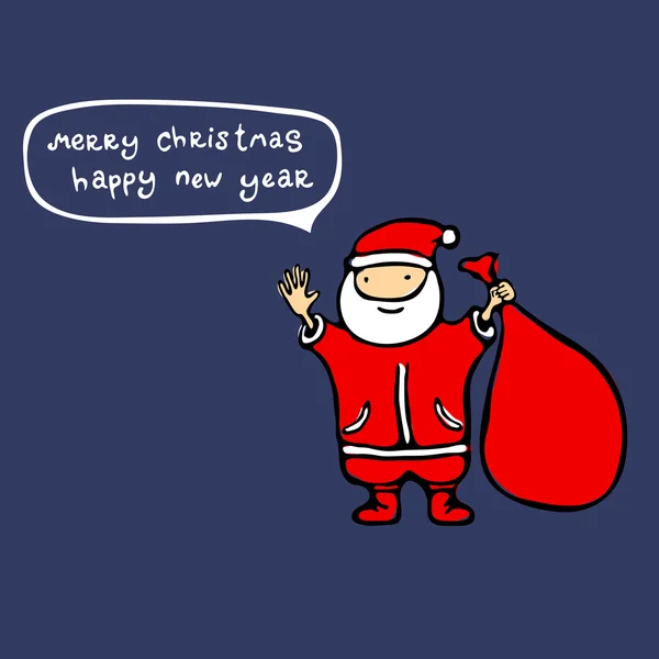 Gruß Weihnachtsmann mit Sack — Stockvektor