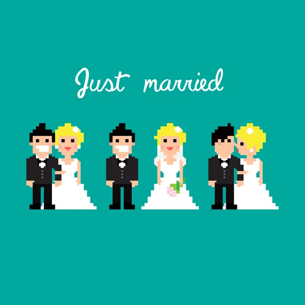 Matrimonio PixelArt — Vettoriale Stock