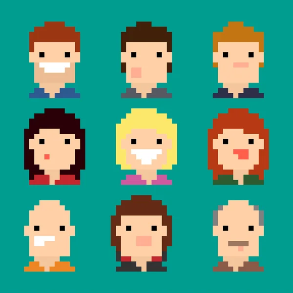 Pixel πρόσωπα — Διανυσματικό Αρχείο