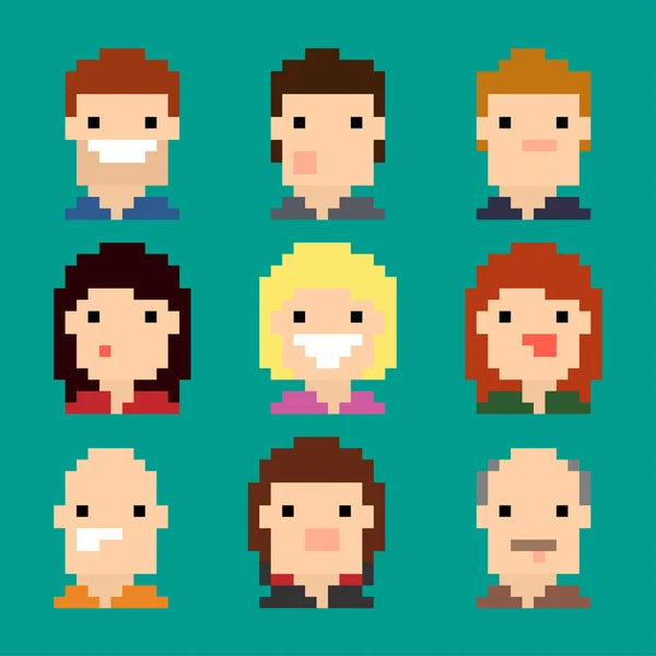 Faces Pixel —  Vetores de Stock