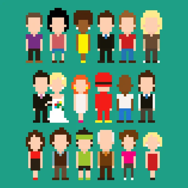 Pixel People — Stock Vector