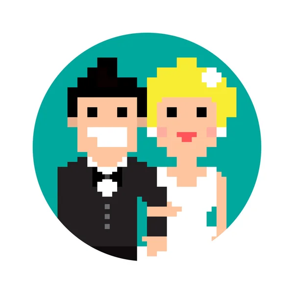 Pixel Art Wedding — Stock Vector