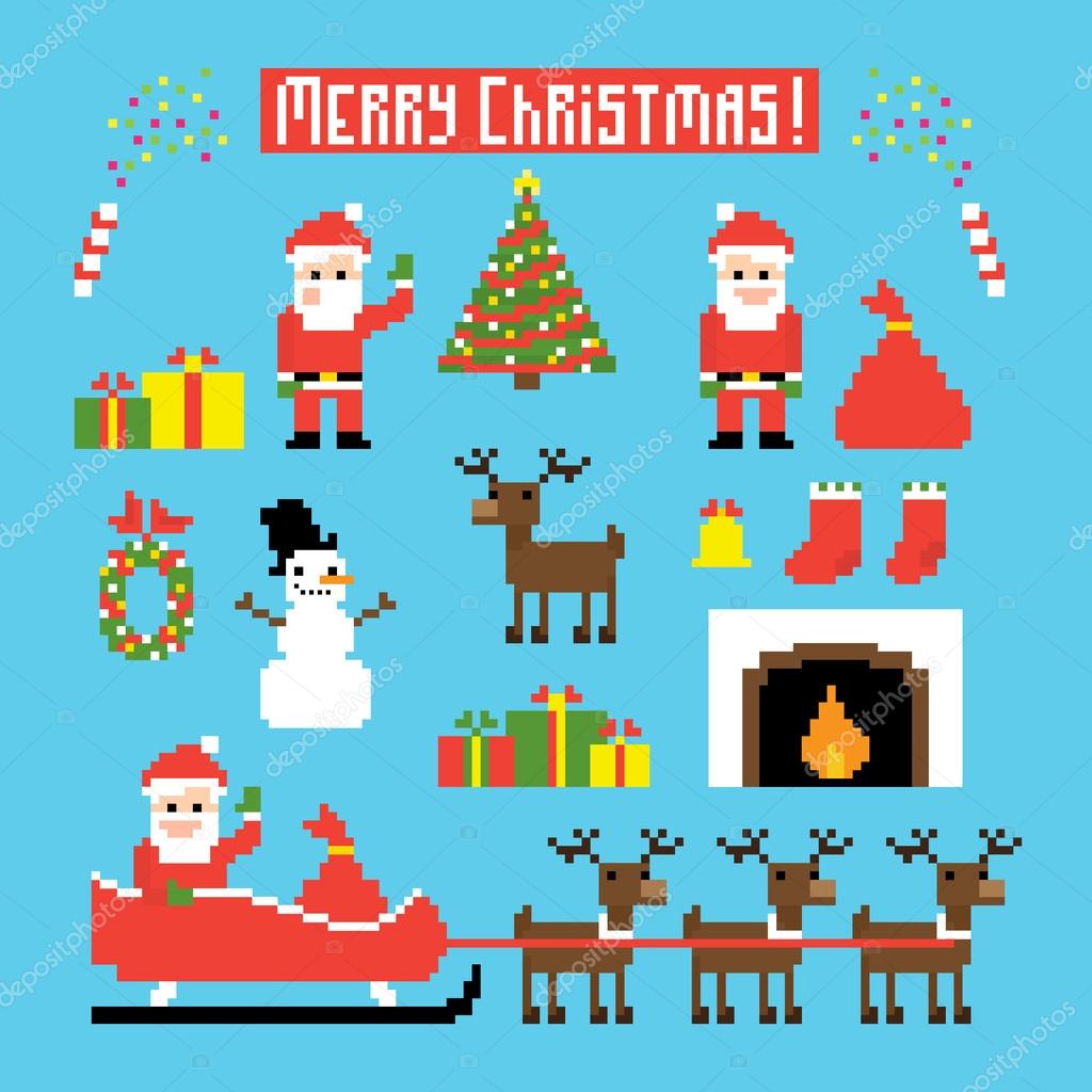 Vektorgrafiken Pixel Weihnachts Vektorbilder Pixel Weihnachts Depositphotos