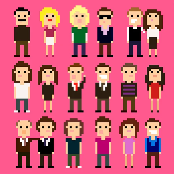 Pixel People — Stock Vector