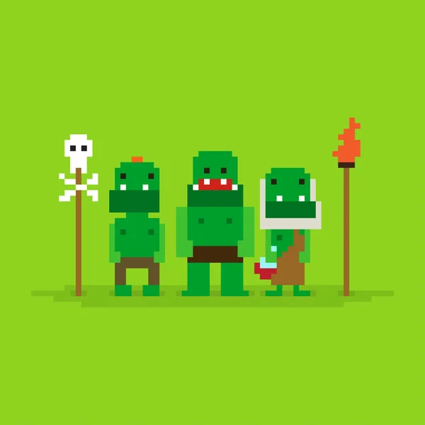 Pixel Art Orcs — Vetor de Stock