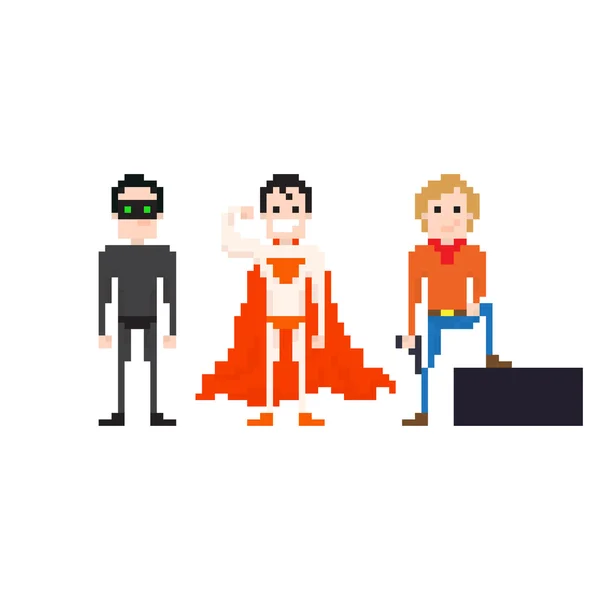 Pixel Superheroes — Stockvector