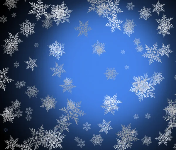 Snowfl와 추상 푸른 겨울, 크리스마스, 새 해 배경 — 스톡 사진