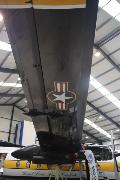 Former Golden Knights F27 Fokker Friendship Aircraft Hangar Lelystad Airport — Stock Photo, Image