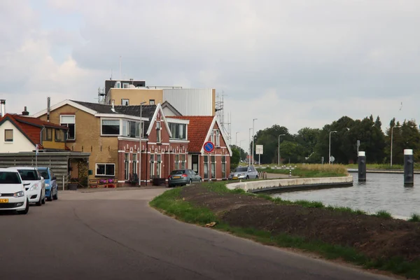 Oude Huizen Aan Wilhelminakade Langs Gouwe Waddinxveen — Stockfoto