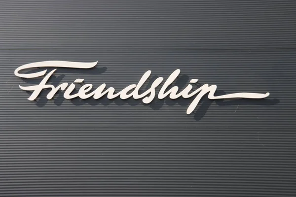 Logo Przyjaźni Przydomek Samolotu Fokker F27 Lotnisku Lelystad — Zdjęcie stockowe