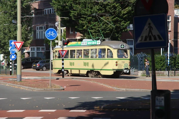 Old Pcc Street Car Jako Tramwaj Turystyczny Centrum Hagi Holandia — Zdjęcie stockowe