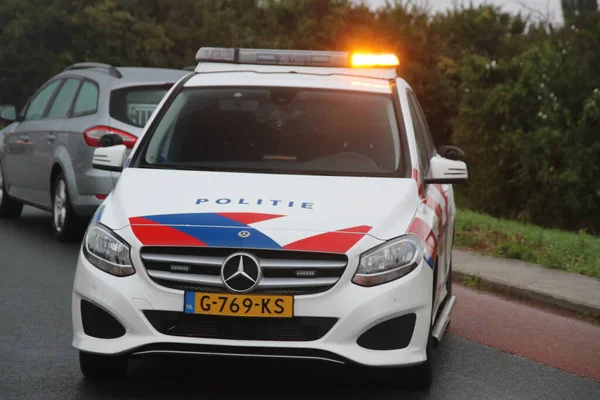 Fahrzeug Der Holländischen Polizei Mit Dem Namen Politie Bei Autounfall — Stockfoto