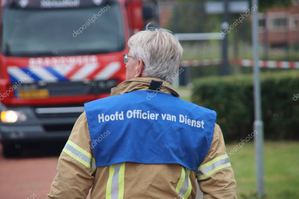 Fire department chief officer of duty (HOVD) at fire in Rotterdam Nesselande in the Netherlands