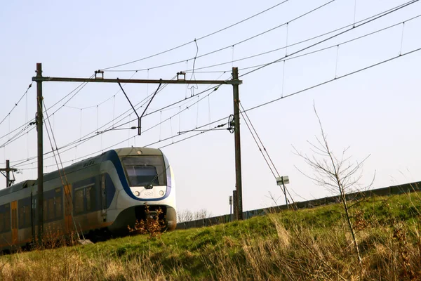 Local Slt Sprinter Train Slope Nieuwerkerk Aan Den Ijssel Netherlands — Stock Photo, Image