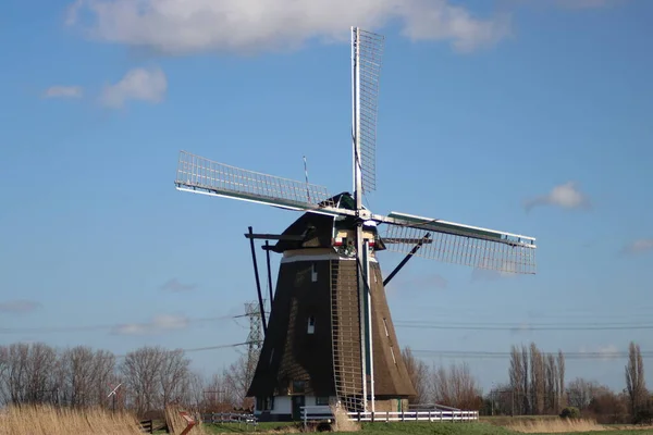 Windmühle Als Funktionierendes Trockenpumpen Des Tweemanspolder System Namens Molenviergang Zevenhuizen — Stockfoto