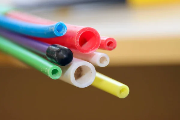 Several Small Medium Hoses Glass Fibers Internet Connection Home — Stock Photo, Image