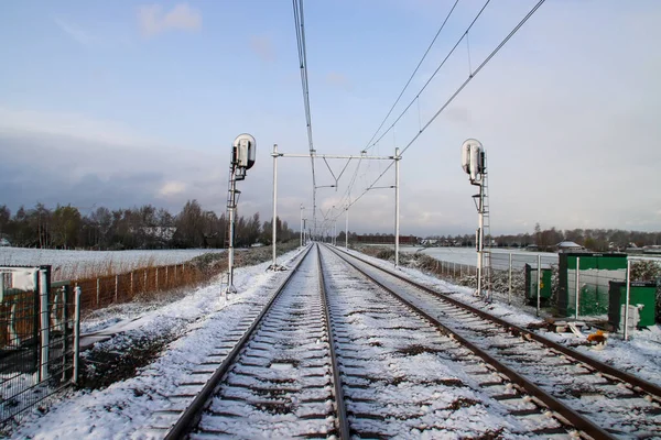 Spoorwegovergang Rond Tweede Tochtweg Zuidplaspolder Nieuwerkerk Aan Den Ijssel — Stockfoto