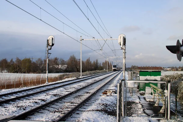 Spoorwegovergang Rond Tweede Tochtweg Zuidplaspolder Nieuwerkerk Aan Den Ijssel — Stockfoto