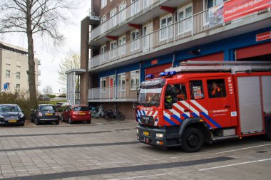 Hollanda 'daki Nieuwerkerk aan den IJssel itfaiye birliğinin kamyonu