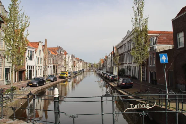Canal Ancient Inner City Gouda Lage Gouwe Netherlands — Stock fotografie