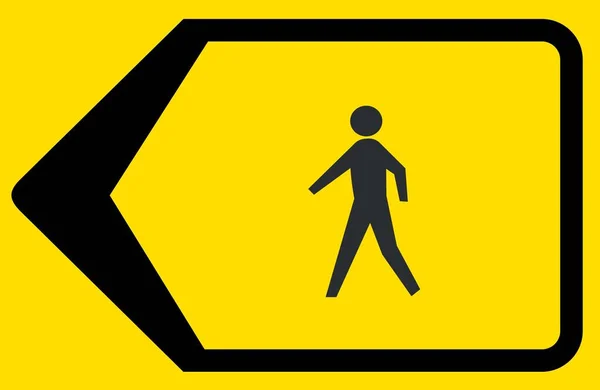 Yellow Black Sign Correct Direction Deroute Road Construction Pedestrians Left — Stock Photo, Image