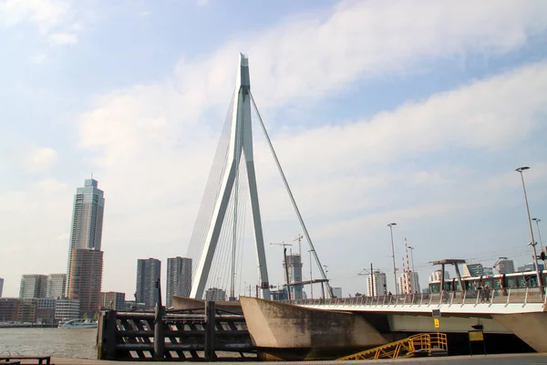 Puente Erasmusbrug Sobre Río Nieuwe Maas Centro Ciudad Rotterdam Los — Foto de Stock