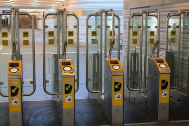 entrance gates for ticket Check at Zwolle station in the Netherlands