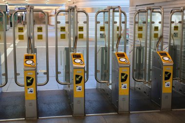 entrance gates for ticket Check at Zwolle station in the Netherlands