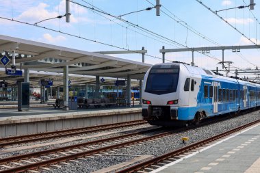 Keolis Blauwnet Stadler Flirt local commuter sprinter train at the railway station of Zwolle in The Netherlands