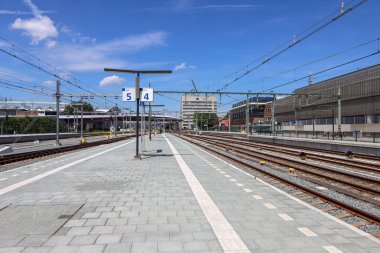 Platforms and railroad tracks at the railway station of Zwolle in the Netherlands