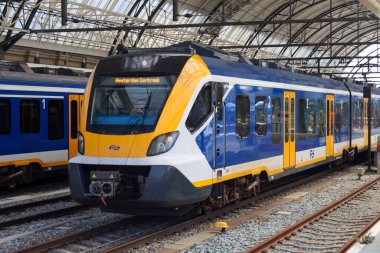 CAF Civity SNG local commuter sprinter train at the railway station of Zwolle in the Netherlands