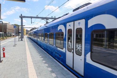 Keolis Blauwnet Stadler Flirt local commuter sprinter train at the railway station of Zwolle in The Netherlands