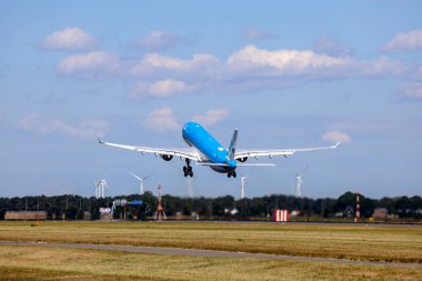 PH-AKB Airbus A330-300  KLM Royal Dutch Airlines departing from Amsterdam Schiphol Airport at Polderbaan in the Netherlands