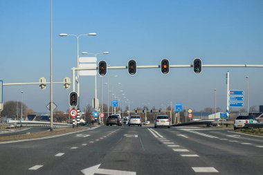 Crossing of the N219 regional road with motorway A20 at Waddinxveen in the Netherlands