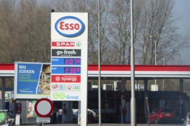 High fuel prizes at petrol station during Ukrain War in the Netherlands at Shell and Esso