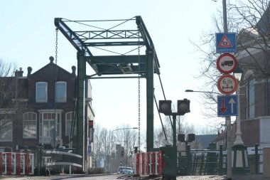 steel drawbridge over the Vliet at the sluices of Leidschendam in the Netherlands