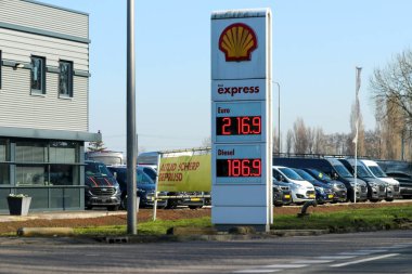 High fuel prizes at petrol station during Ukrain War in the Netherlands at Shell and Esso