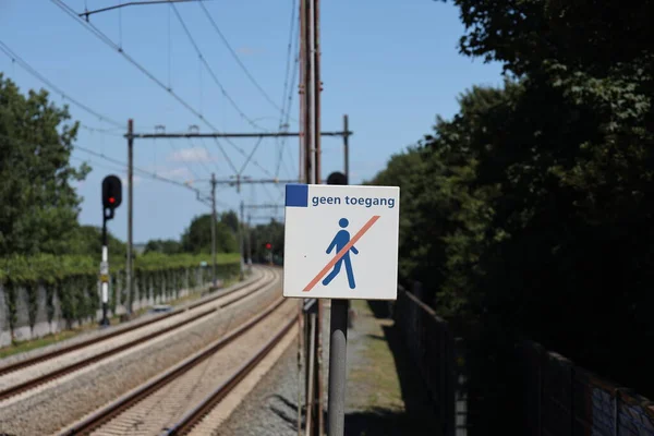 Sign Geen Toegang Entrance End Platform Train Station Nieuwerkerk Aan — стокове фото