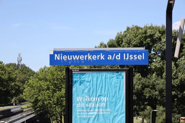 Name Signs Train Station Nieuwerkerk Aan Den Ijssel Netherlands — Zdjęcie stockowe