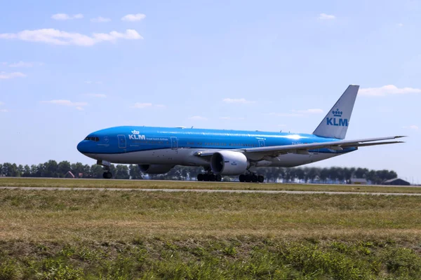 Bqa Klm Royal Dutch Airlines Boeing 777 206Er Departing Amsterdam — Foto de Stock