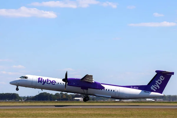 Jecx Bombardier Dhc 400 Flybe Departing Amsterdam Schiphol Airport Polderbaan — Stockfoto